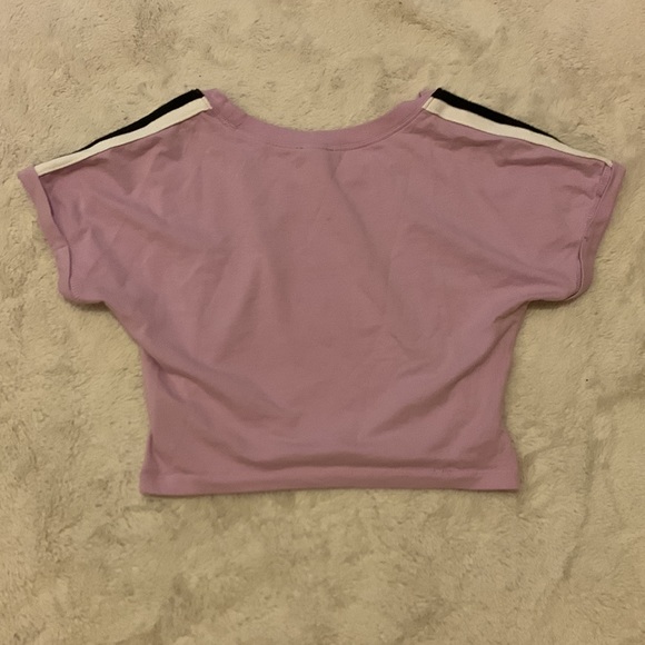 Garage Lavender Crop T-Shirt with Shoulder Stripes Size M - Picture 2 of 6